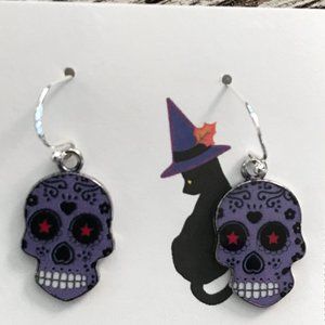 Sugar Skull Sterling Silver Earrings